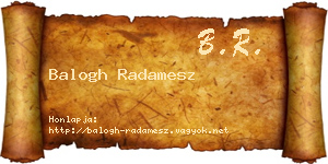 Balogh Radamesz névjegykártya